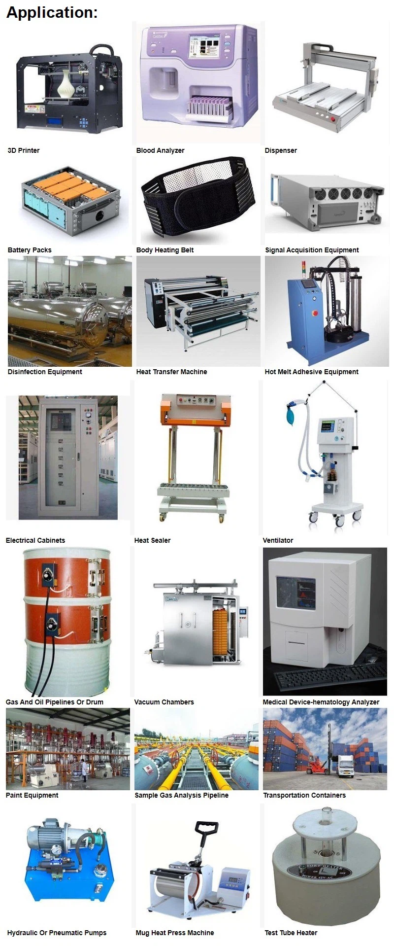 Application-Silicone Rubber Heater Application-Silicone Rubber Heater