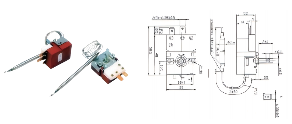 Electric Chips Fryer Capillary Control Thermostat Electric Chips Fryer Capillary Control Thermostat
